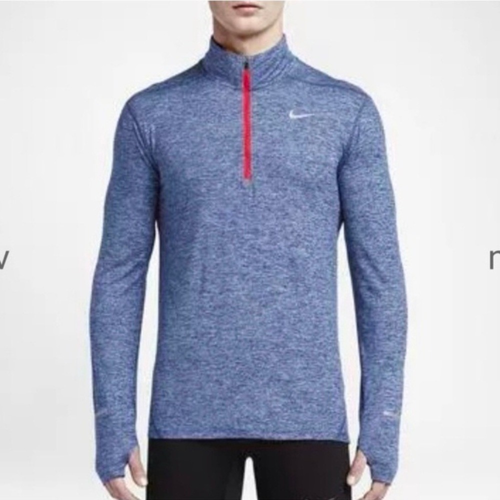 Nike Dri-FIT Element Mens Large Deep Royal Blue Heathered Half Zip Running Top
